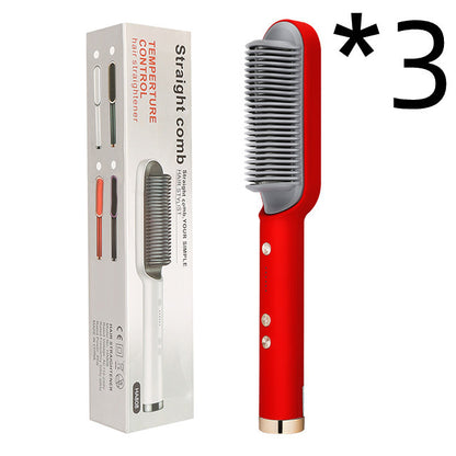 2-In-1 Hair Straightener Hot Comb – Negative Ion Curling Tong & Dual-Purpose Electric Hair Brush
