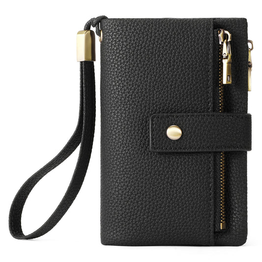 Women's Genuine Leather Wallet – Zipper Clutch Anti-theft Card Swiping Coin Purse