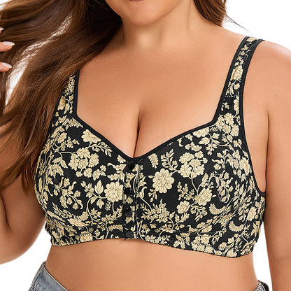 Plus Size Bra A–G Cup 36–52 – Breathable Printed Support Bra for Women