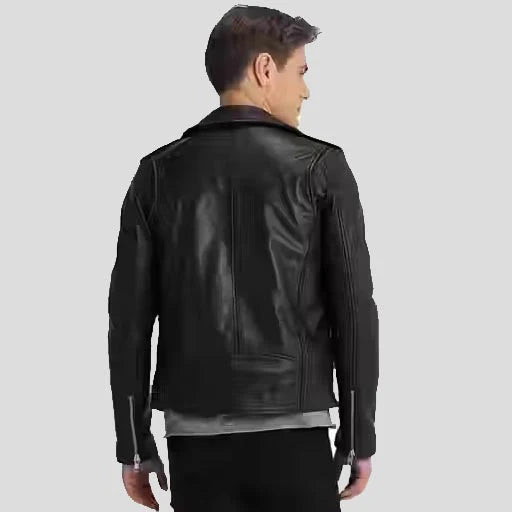 Men’s Asymmetrical Zip Leather Jacket UK