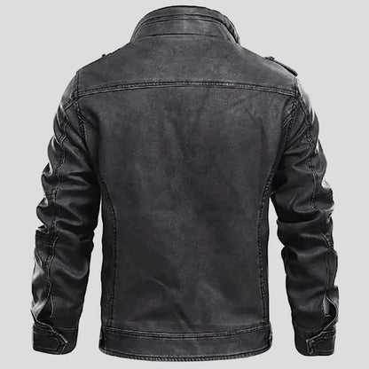 Men’s Distressed Grey Café Racer Leather Jacket – Vintage Motorcycle Style UK
