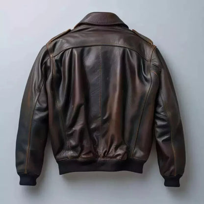 Men’s A-2 Aviator Flight Bomber Jacket – Real Cowhide Leather Air Force Pilot Style