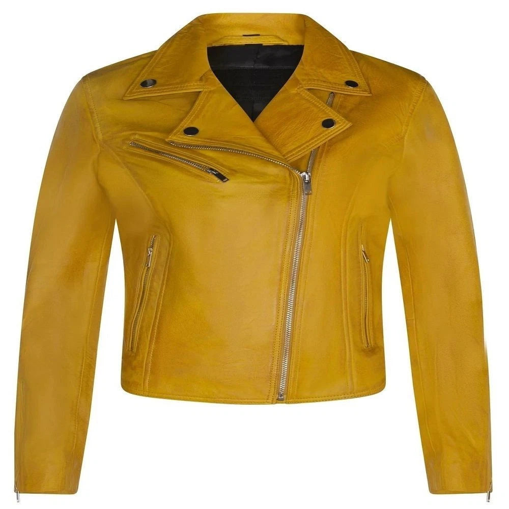 Women’s Classic Brando Biker Jacket Loughton | Genuine Nappa Leather Coat