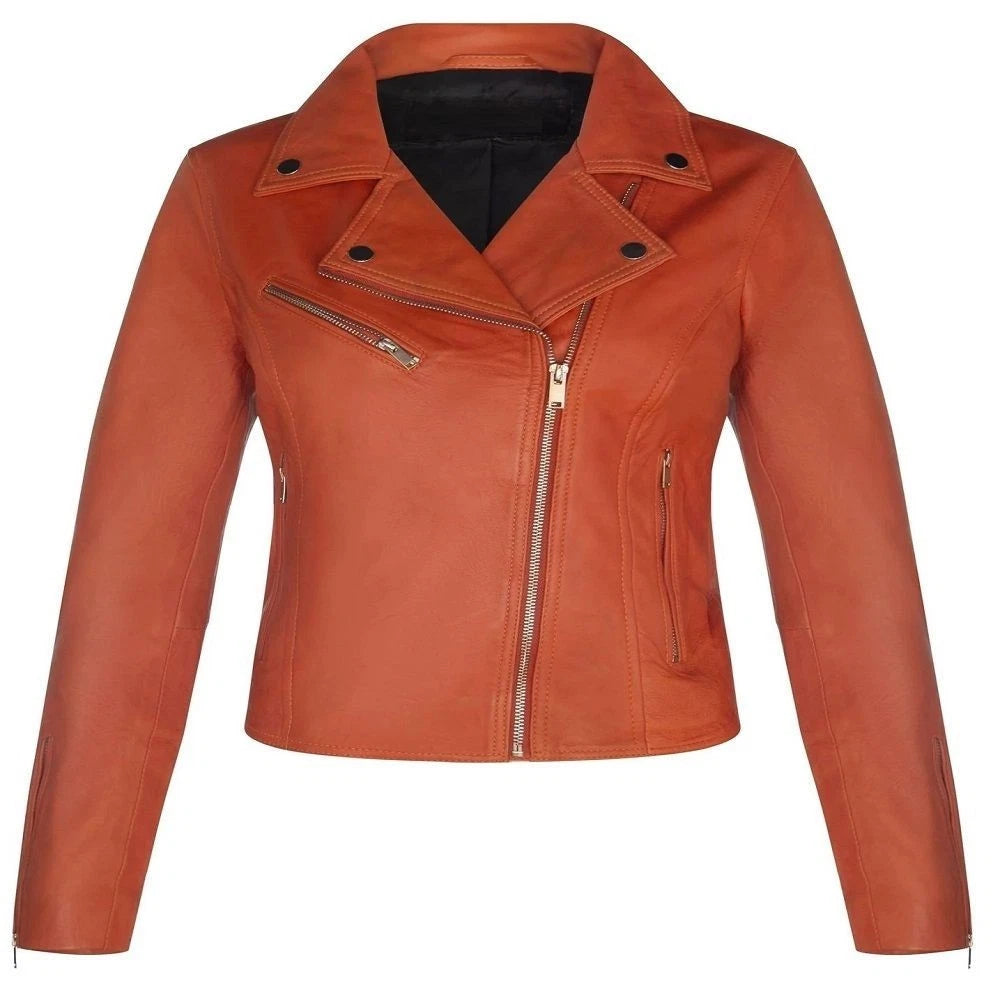 Women’s Classic Brando Biker Jacket Loughton | Genuine Nappa Leather Coat