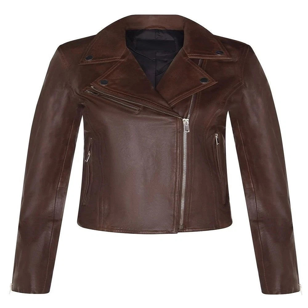 Women’s Classic Brando Biker Jacket Loughton | Genuine Nappa Leather Coat