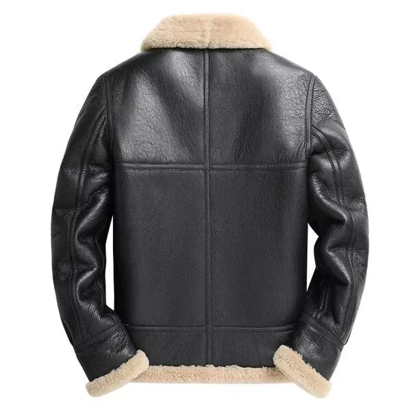 Men's RAF B3 Bomber Aviator Jacket – Black Shearling Fur Lined Real Leather