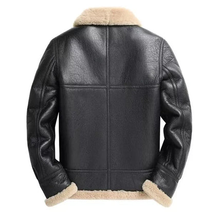 Men's RAF B3 Bomber Aviator Jacket – Black Shearling Fur Lined Real Leather