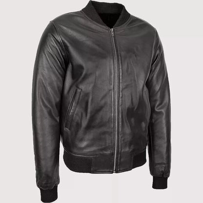Men’s Real Leather MA-1 Bomber Jacket – Soft Lambskin Pilot Style, Slim Fit