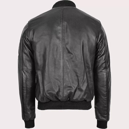 Men’s Real Leather MA-1 Bomber Jacket – Soft Lambskin Pilot Style, Slim Fit