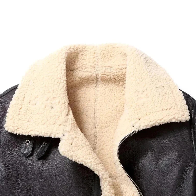 Men's RAF B3 Bomber Aviator Jacket – Black Shearling Fur Lined Real Leather