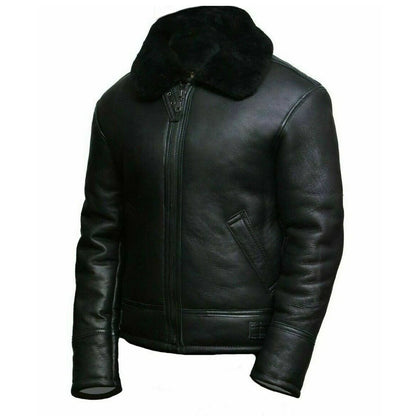 Men’s RAF B3 Black Sheepskin Aviator Jacket – WW2 Bomber Pilot Coat