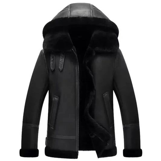 Men's B3 RAF Flight Bomber Jacket – Real Sheepskin Leather Shearling Black