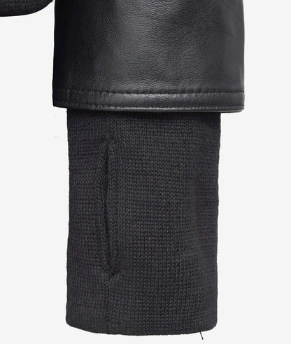 The Céleste – Women’s Black Leather Bomber Jacket with Removable Hood