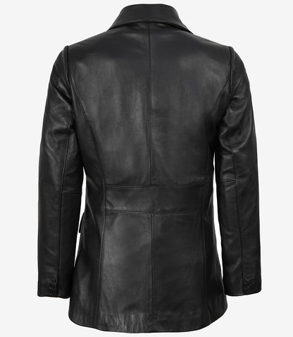 Shannon Women’s Two-Button Black Lambskin Leather Blazer